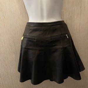 Joie Lamb Leather Black A-Line Skirt
